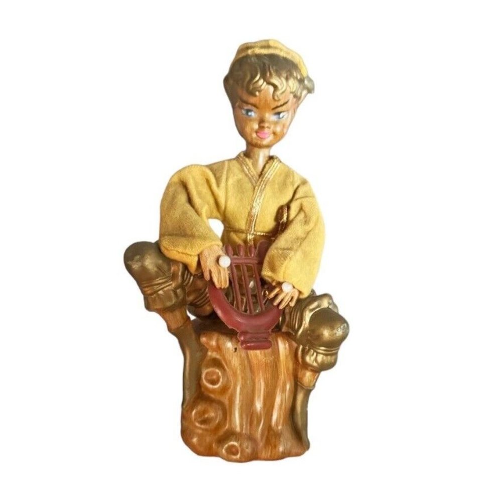 Vintage 1960's Tilso 7.5" Pixie Elf Decoration Playing Lyre Made in Hong Kong